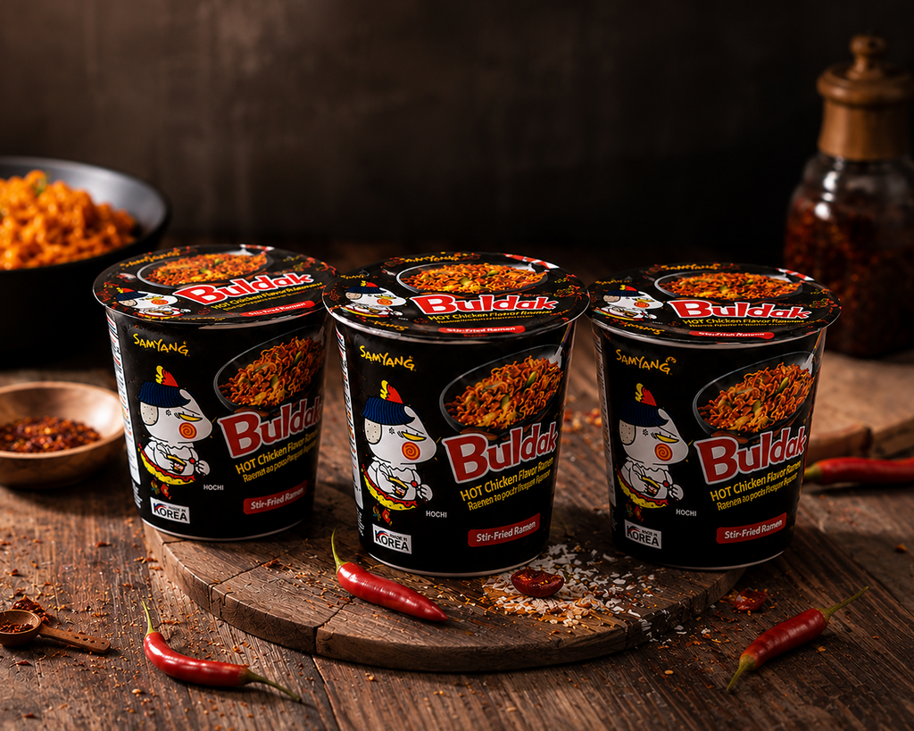 Samyang Buldak Hot Chicken Cup Noodles – Available in 6, 12, 24 & 48 Cups (70g Each)