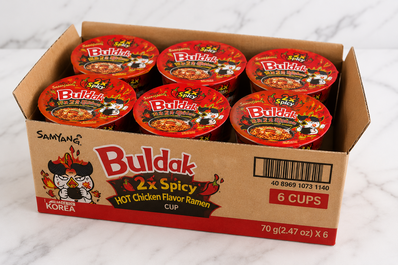 Samyang Buldak 2x Spicy Hot Chicken Ramen Cup – Available in 6, 12, 24 & 48 Cups (70g Each)