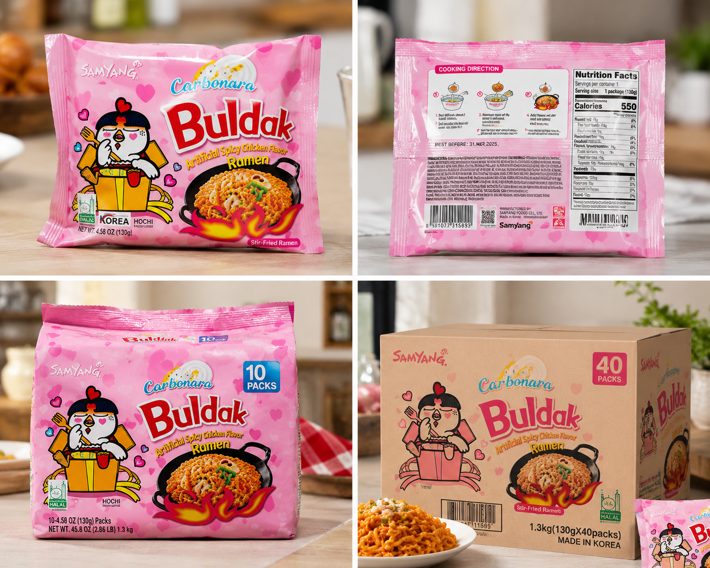 Samyang Buldak Carbonara Ramen, 130g per pack- Bulk packs