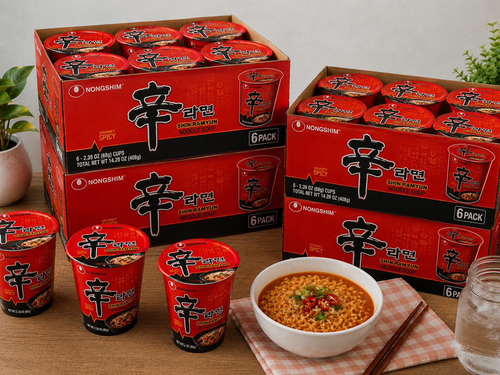 Nongshim Shin Ramyun Instant Noodle Cups 68g – Available in 6, 12, 24 & 48 Cups
